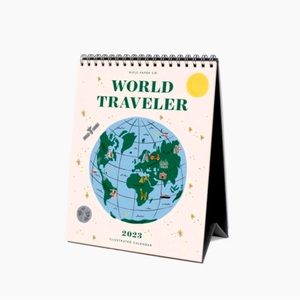 SOLD OUT NWT Rifle Paper Co 2023 Illustrated Desk Calendar World Traveler Design